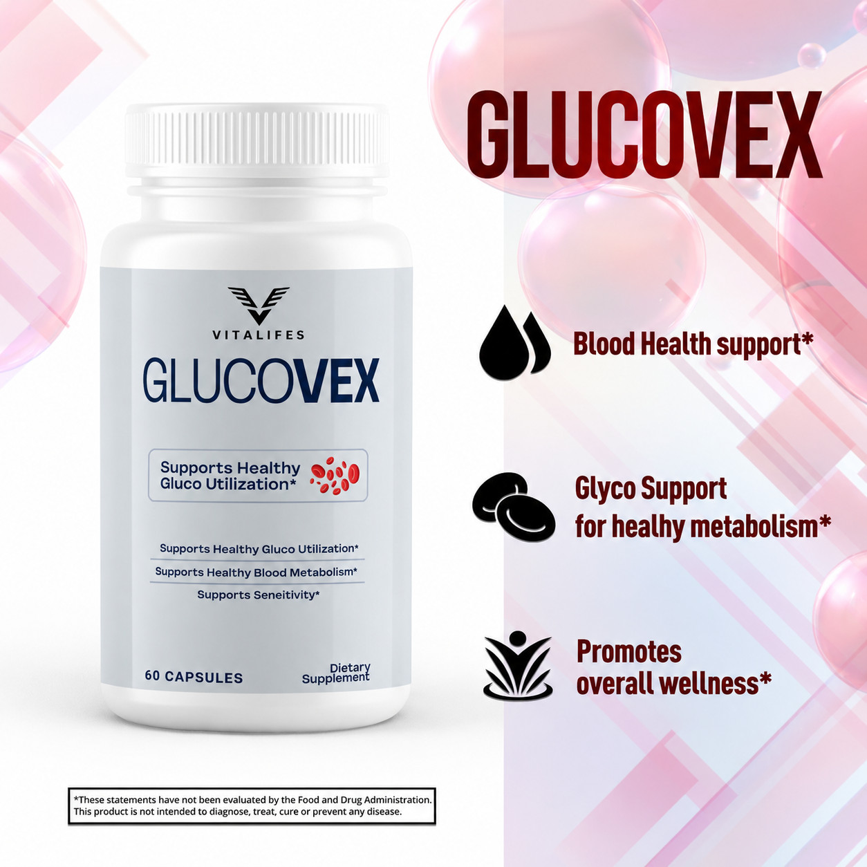 (5 Pack) Glucovex Advanced Blood Support Max Supplement Gluco Vex 300 Capsule