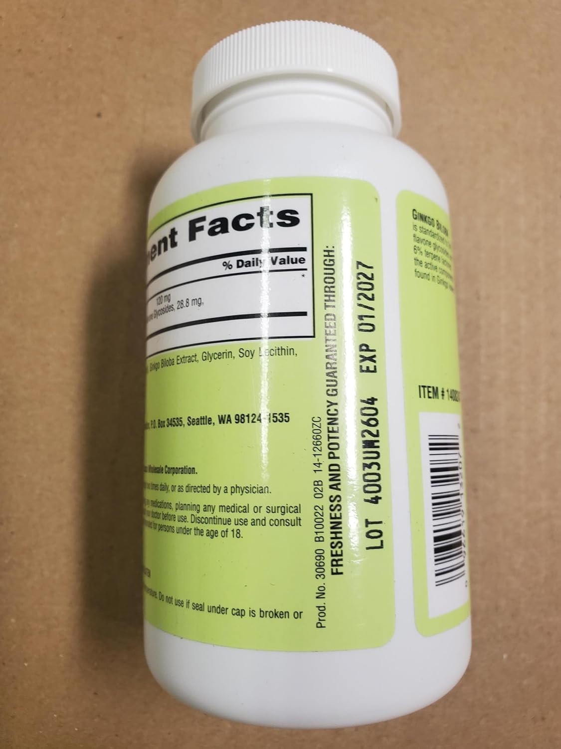 Tru Nature Ginkgo Biloba 340 Softgels for Brain Support