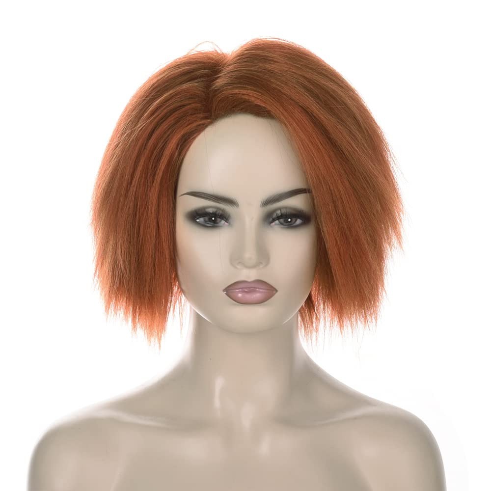 Orange Fluffy Short Hair Full Lace Wig Chucky Child’s Play Cosplay Wig Rose Net