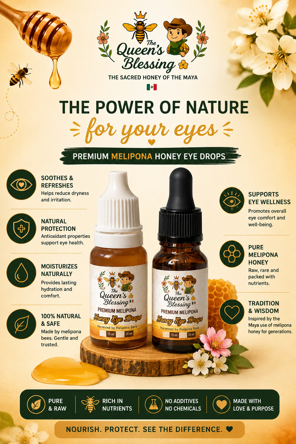 JIMERITO HONEY, MIEL MELIPONA DROPS, 10ML,100% PURE ORIGINAL HONEY FROM MEXICO!