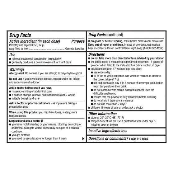 Laxative Polyethylene Glycol – Kirkland Signature LaxaClear 100 Doses VS MiraLAX
