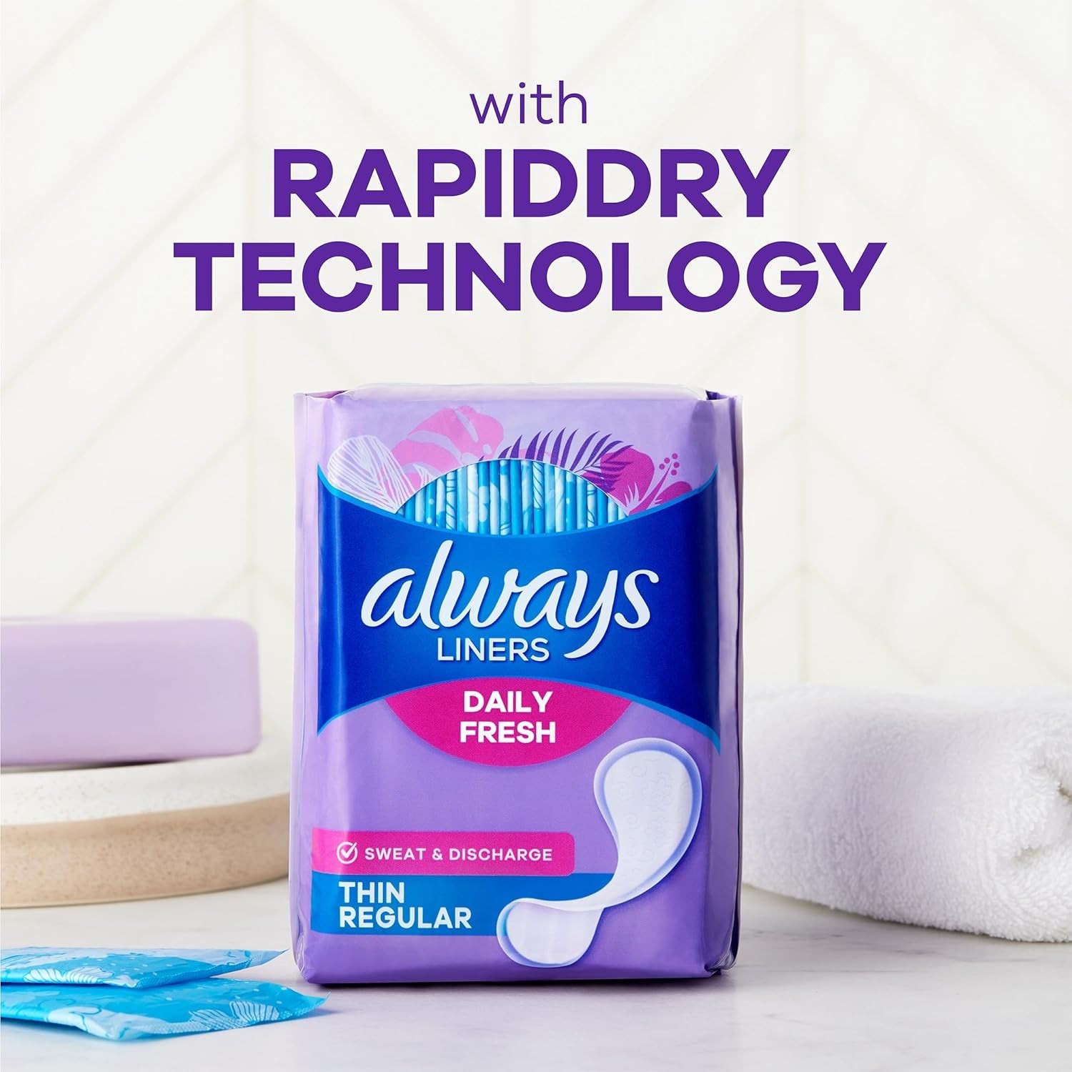 Always Daily Fresh Liners, Regular, Unscented, 162ct