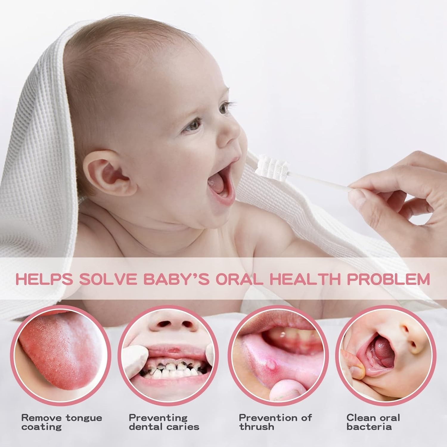 60 Pcs Disposable Baby Tongue Cleaner & Toothbrush for 0-36 Months