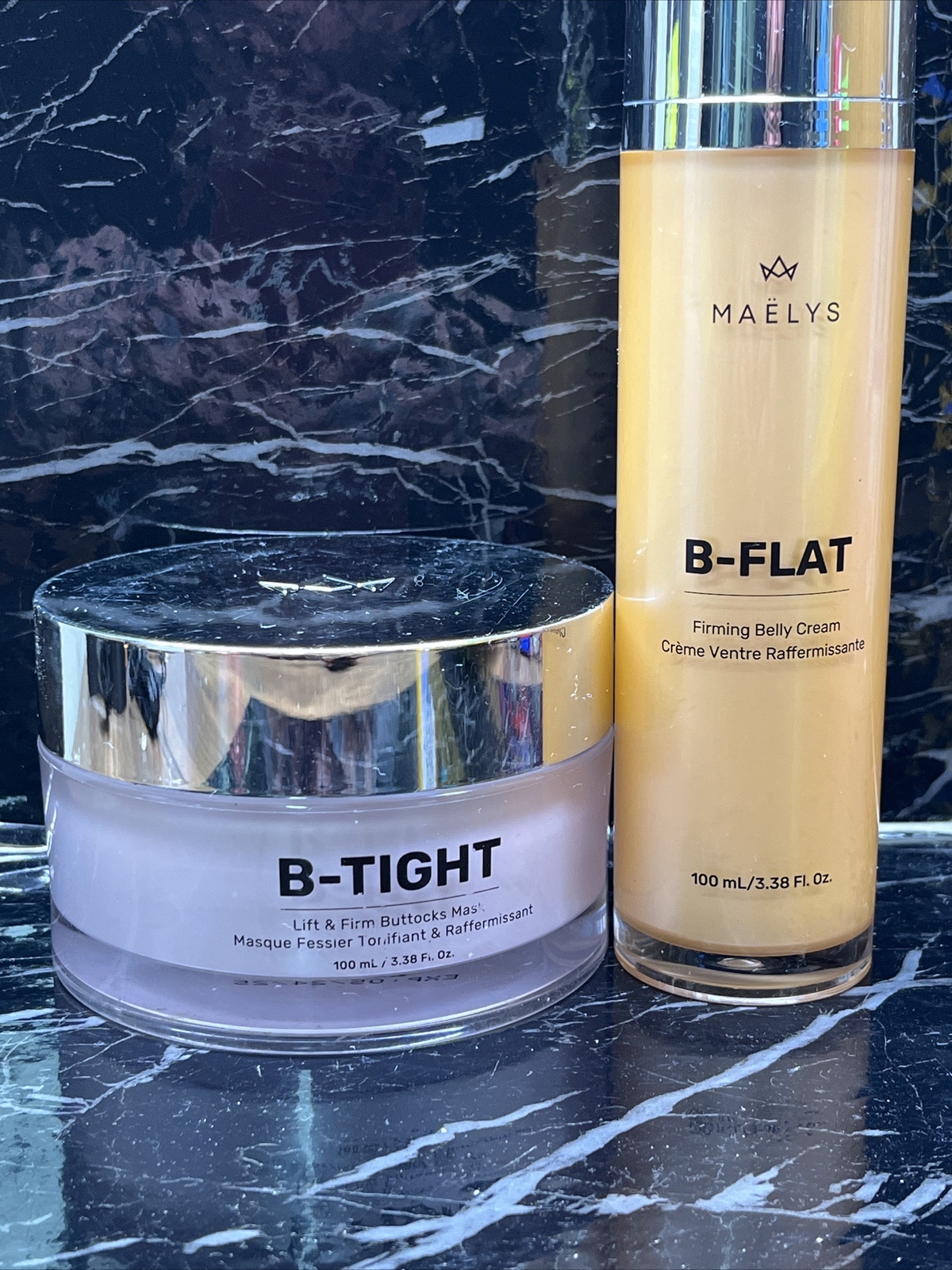 Maelys SET B-Flat Firming Belly Cream & B TIGHT FIRMING BOOTY MASK 3.38oz NWOB