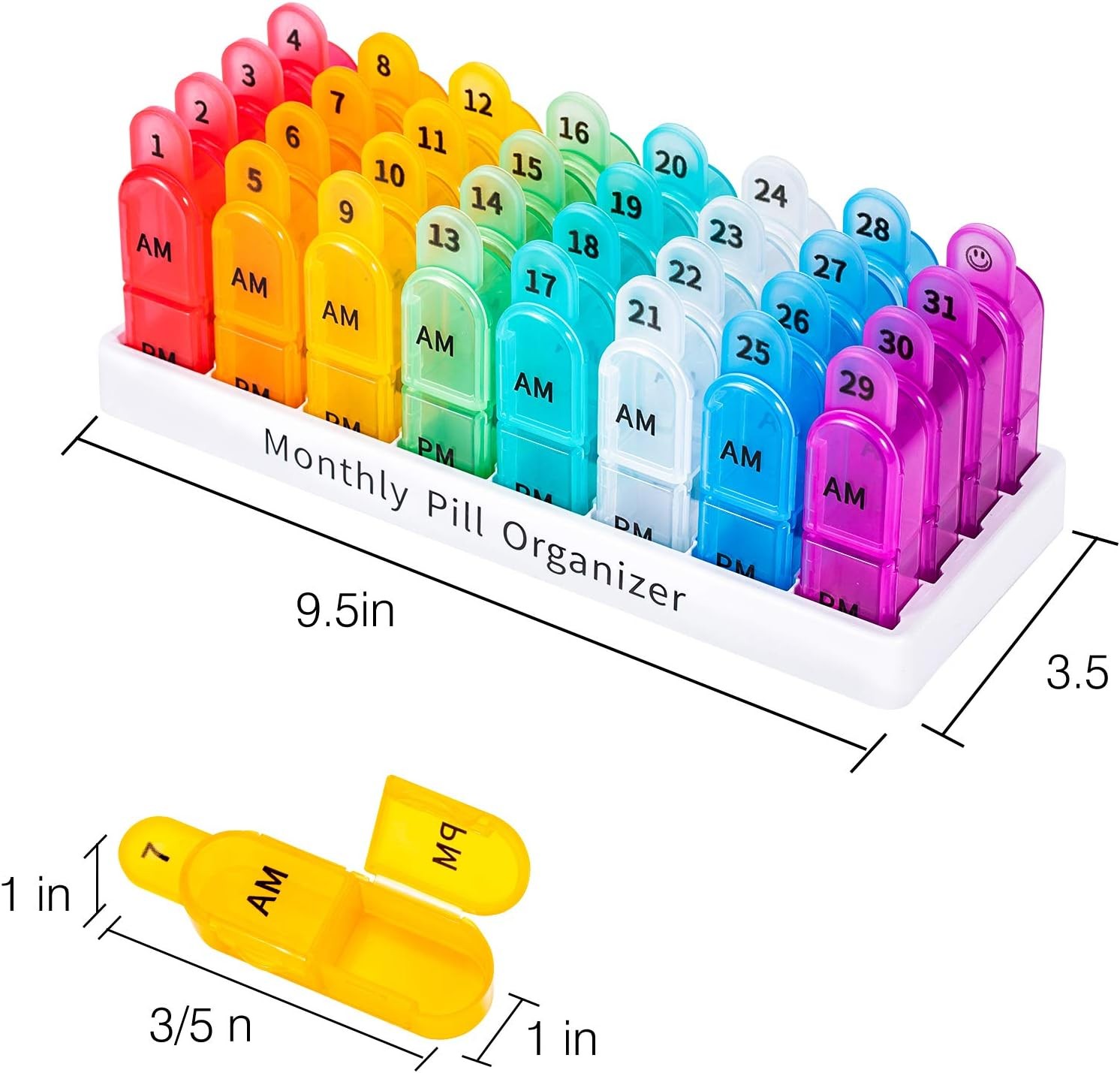 Monthly Pill Organizer 2 Times a Day, 30 Days Pill Box AM PM, 4 Week Pill Cases