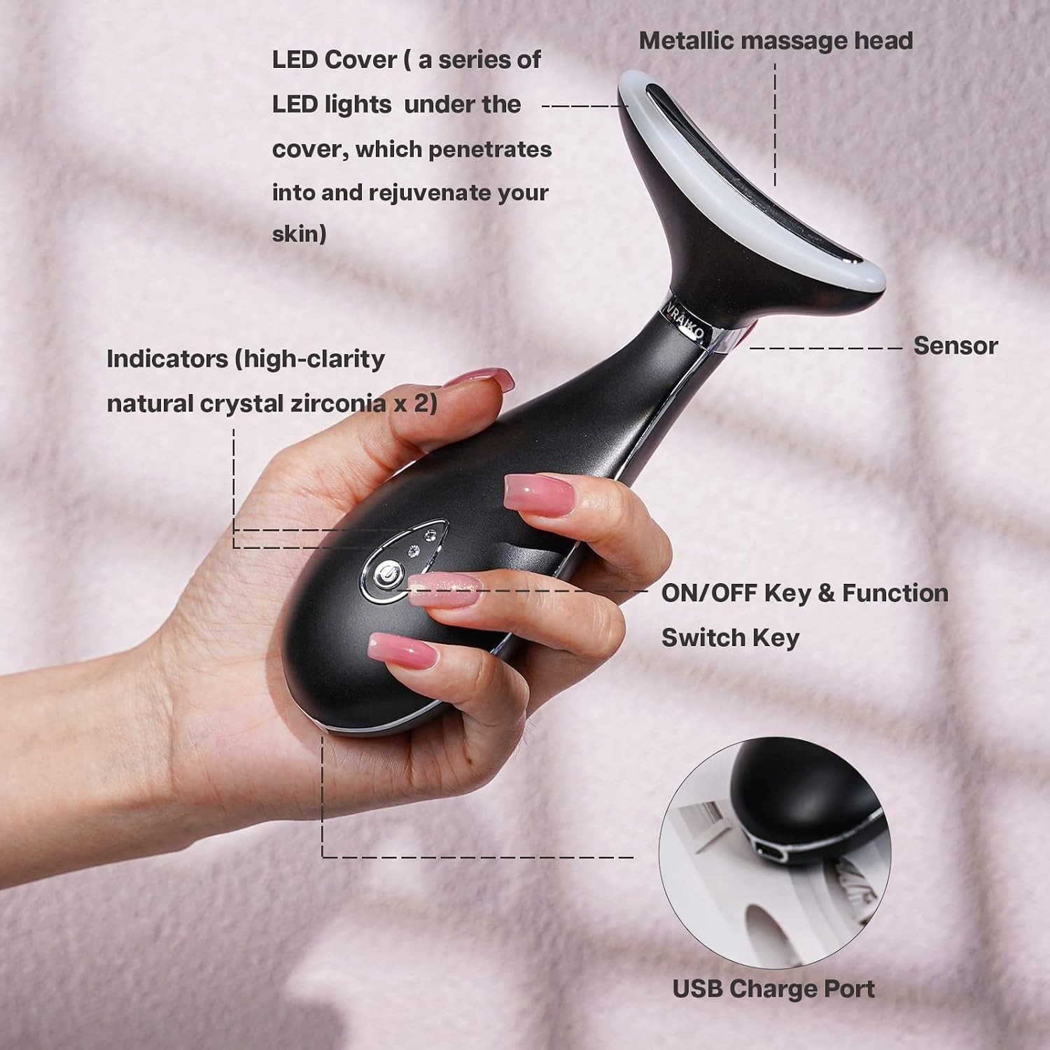Frosted Black Neck & Face Rejuvenation Massager