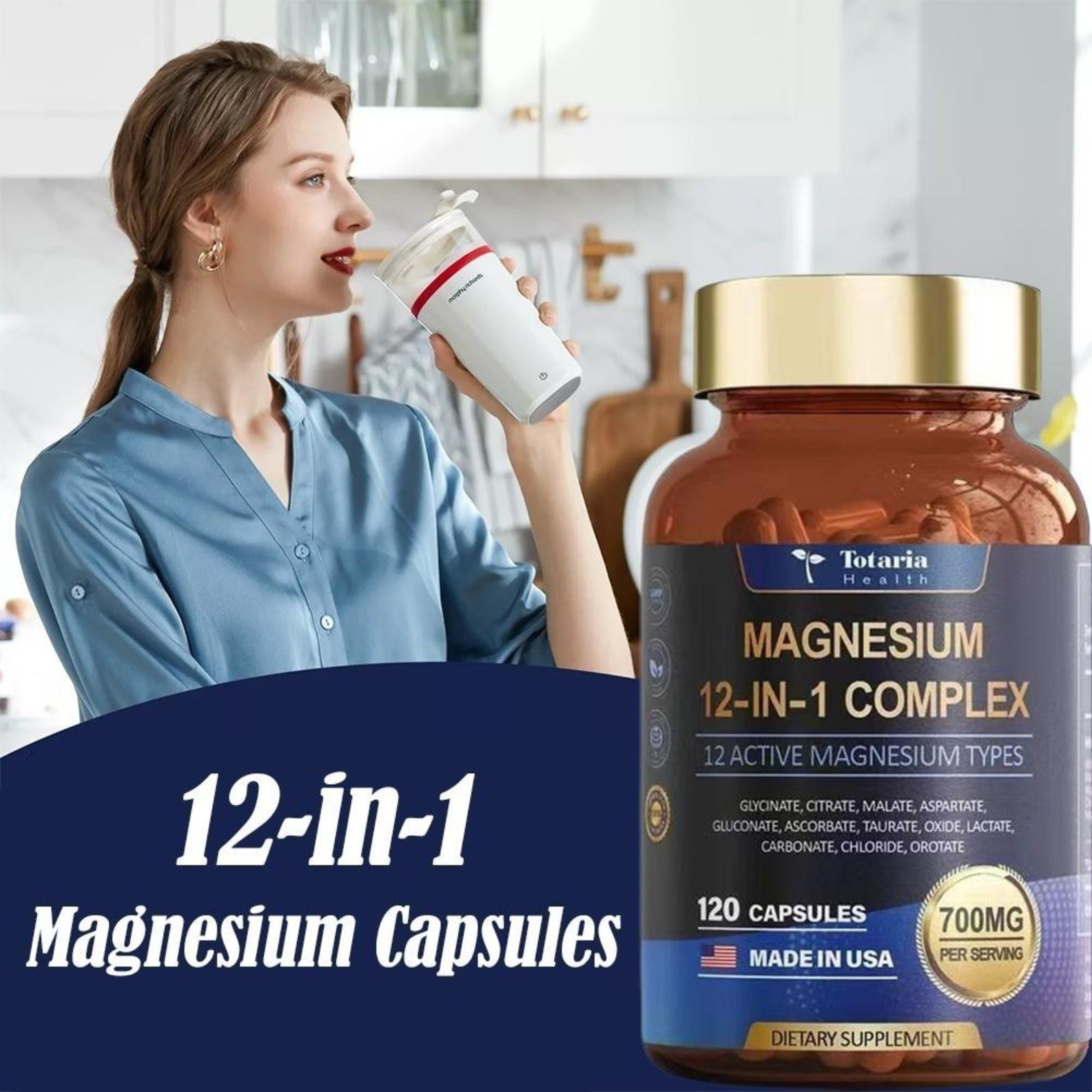 2Pack -Totaria Magnesium 12 in1 Complex 700mg – Glycinate Citrate Malate Taurate