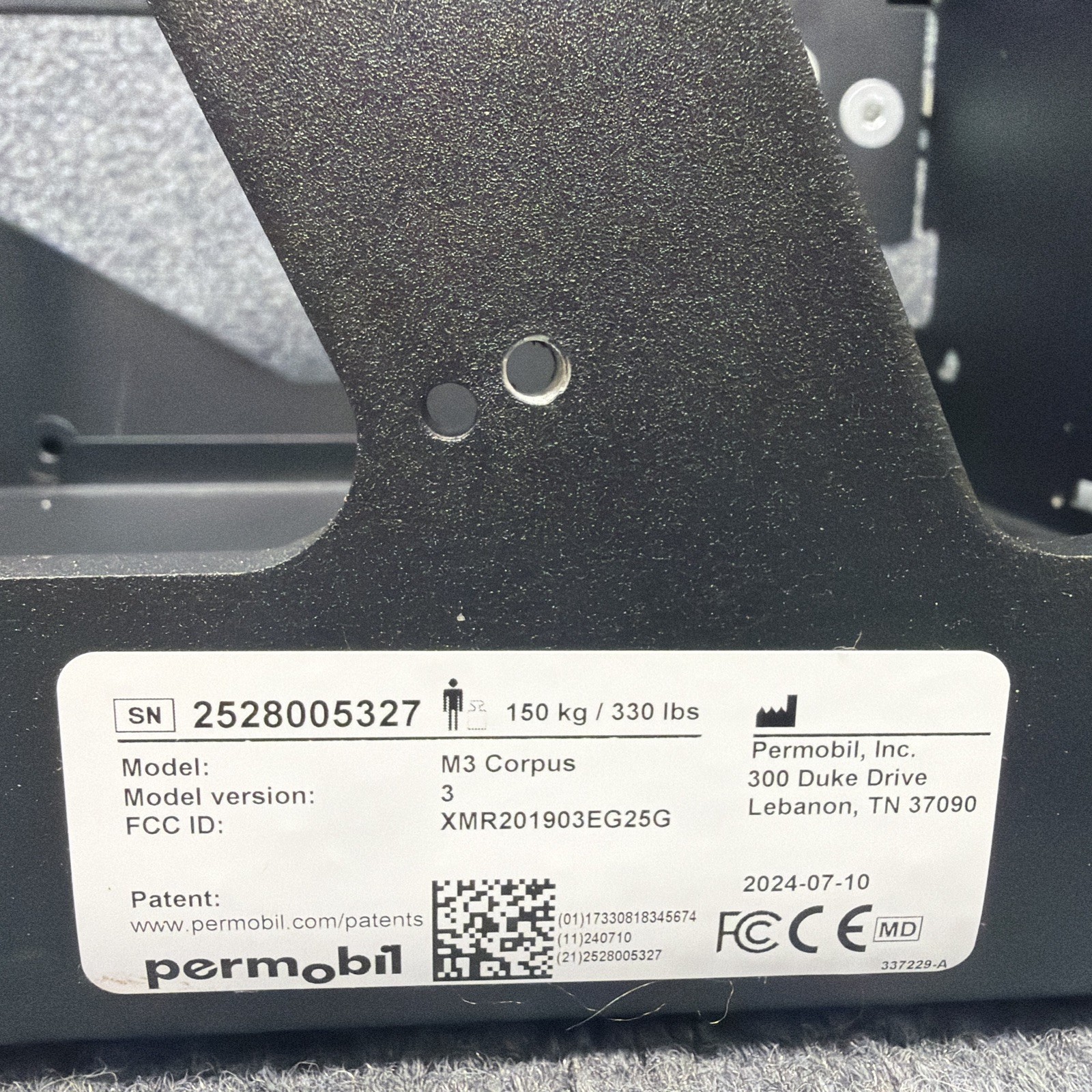 PERMOBIL 24′ M3 RNET Corpus Power Wheelchair Frame Base 332667 Battery Tray #155