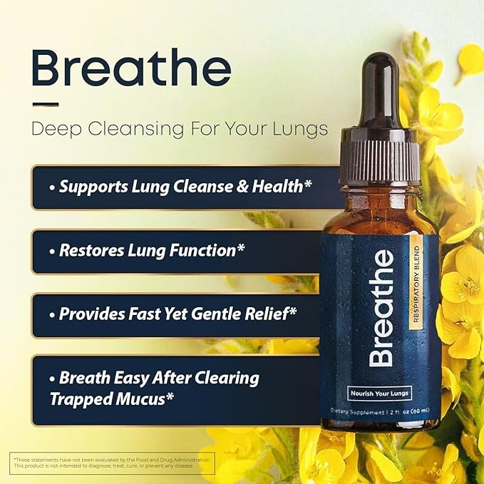 BREATHE 8-IN-1 Mullein Drops For Lungs Detox & Lung Cleanse | Peppermint, Thy…