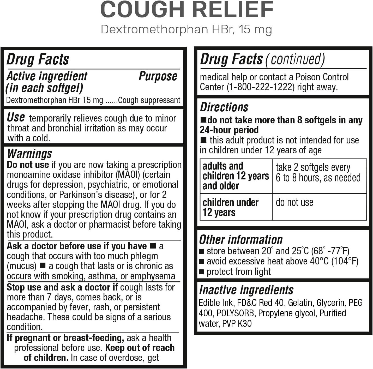Cough Relief 15mg Softgels – 8-Hour Non-Drowsy Formula