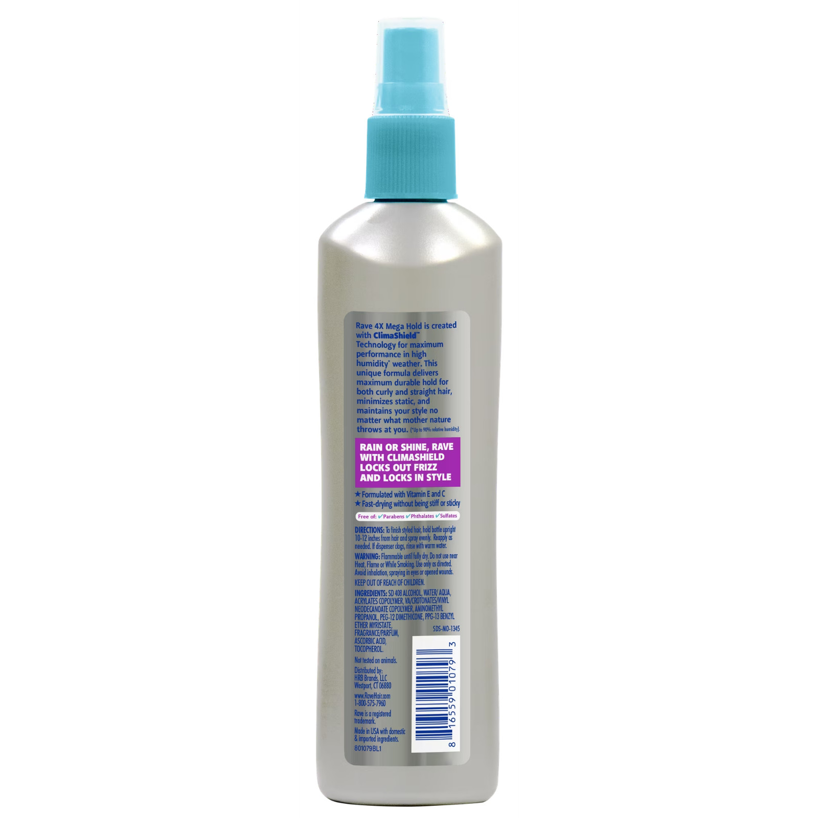(4 pack) Rave 4X Mega Hold Non-Aerosol Hair Spray, All-Weather Protection with V