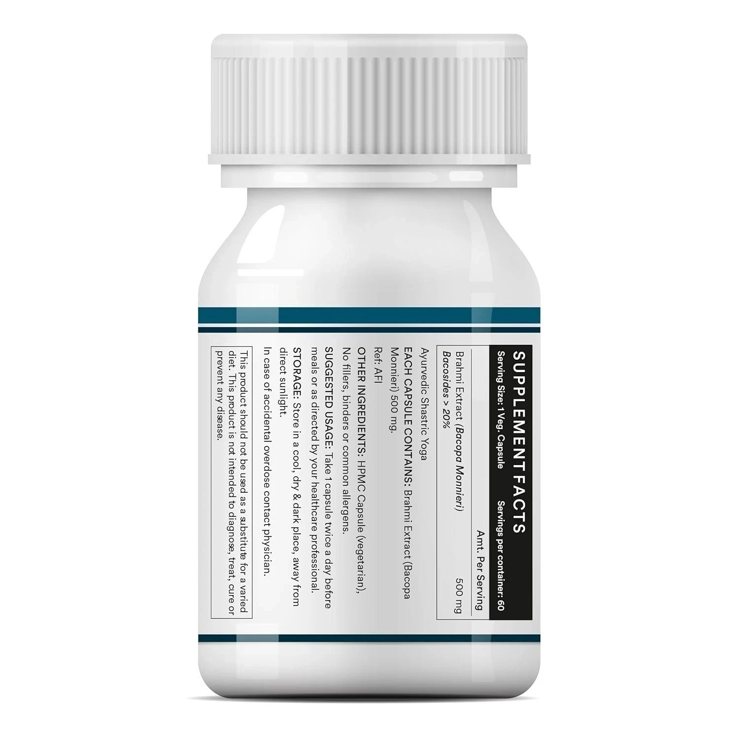 INLIFE Brahmi Capsules 500mg | Bacopa Monnieri Extract – 60 Vegetarian Capsules
