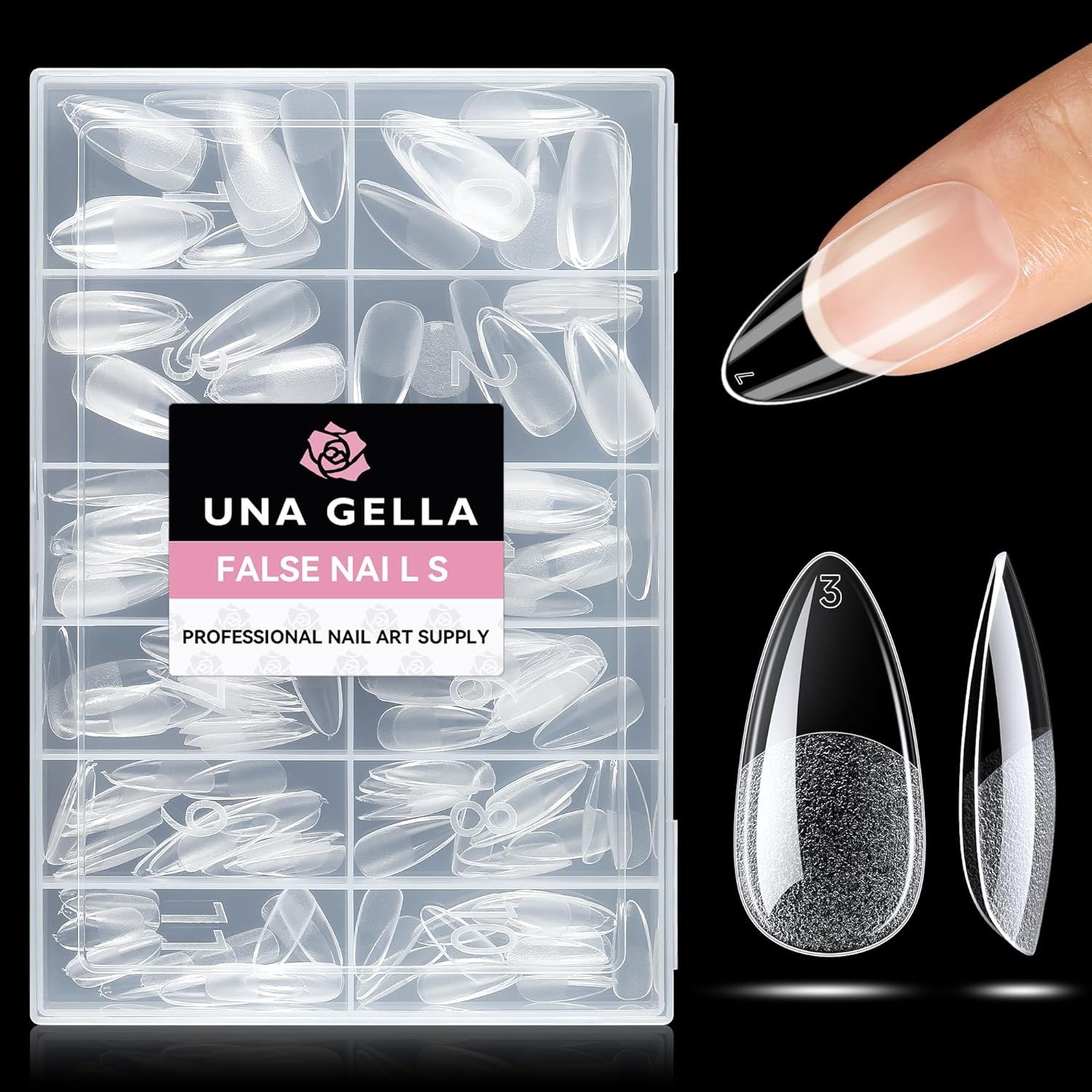 Long Lasting Almond Press-On Nails – 216 Pieces in 12 Sizes for Custom Fit
