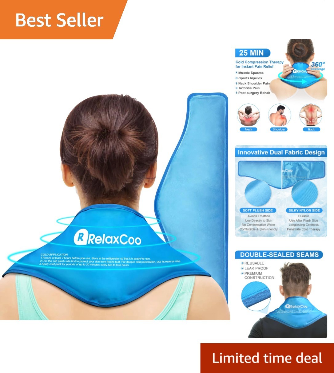 Professional-Grade Neck Ice Pack Wrap – Pain Relief for Injuries & Surgery