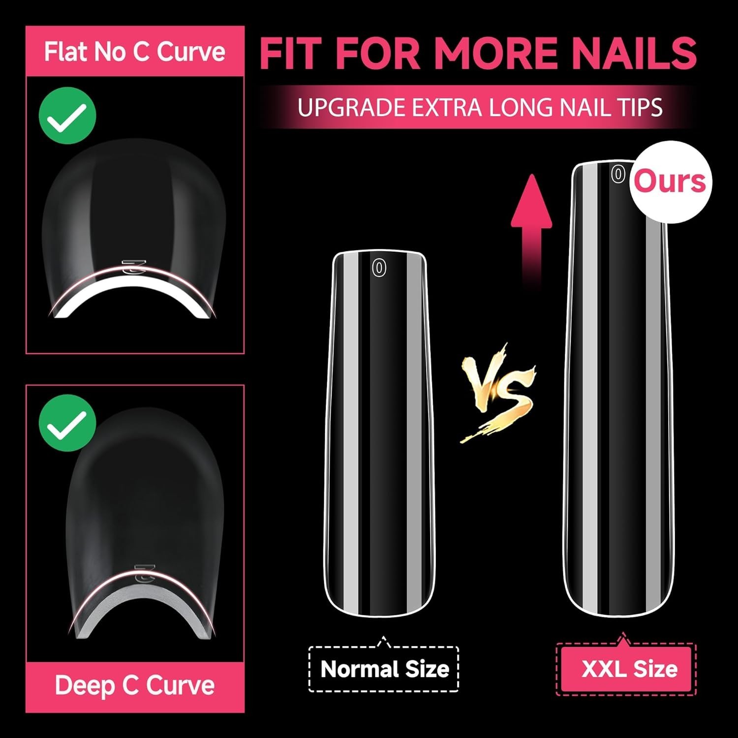 XXL Extra Long Square Nail Tips – 216PCS Clear Full Cover for Perfect Designs