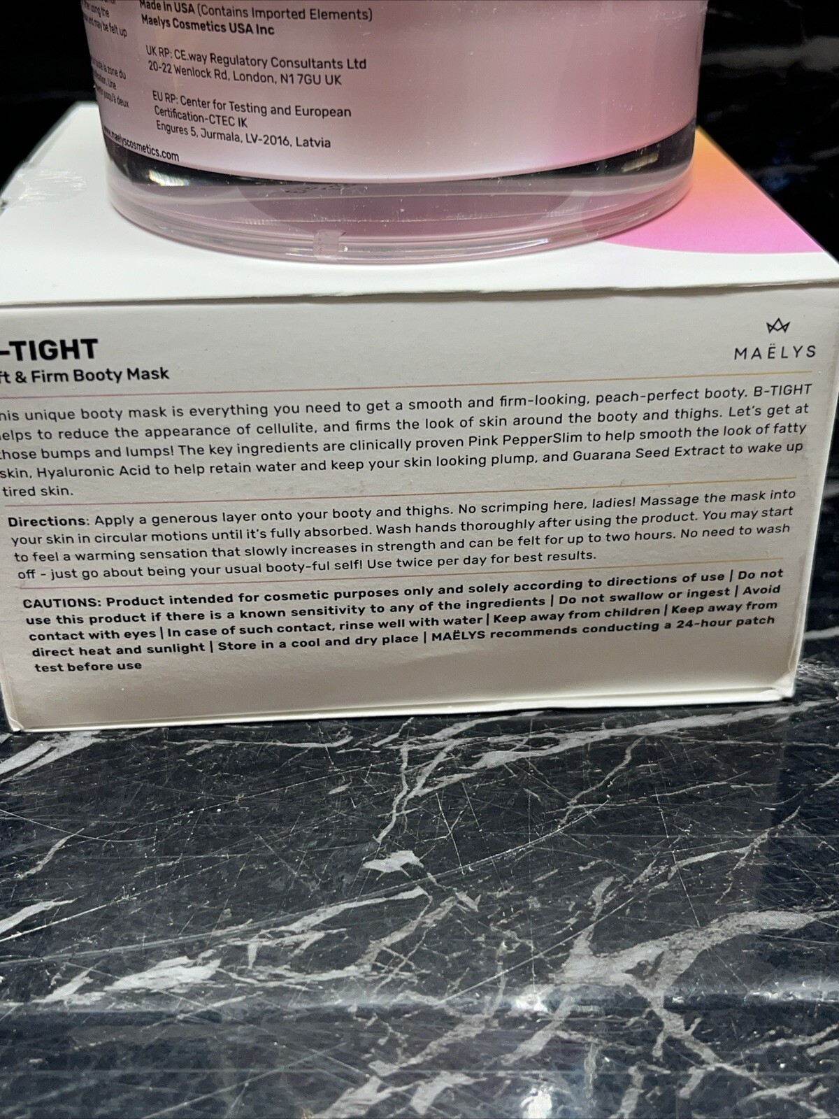 MAELYS B-Tight Lift & Firm Booty Mask Cellulite Reduction 3.38 oz n In Box !!!!