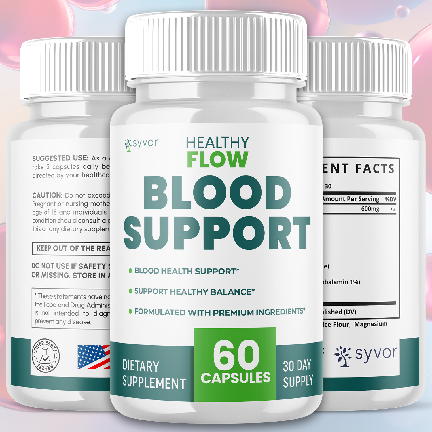 (3 Pack) Healthy Flow Blood Advanced, HealthyFlow Support Supplement 180 Capsule
