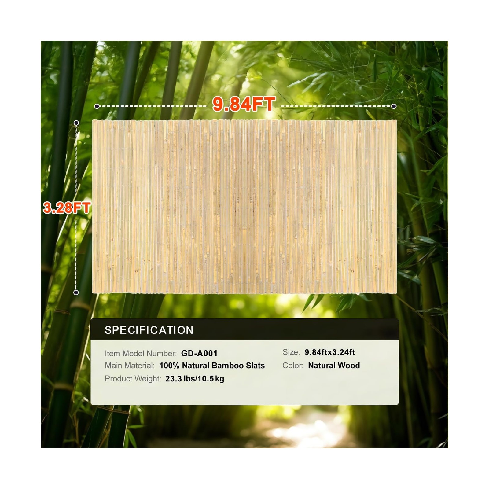 Landgarden Natural Bamboo Slat Screening, Eco-Friendly Privacy … USA FAST SHIP