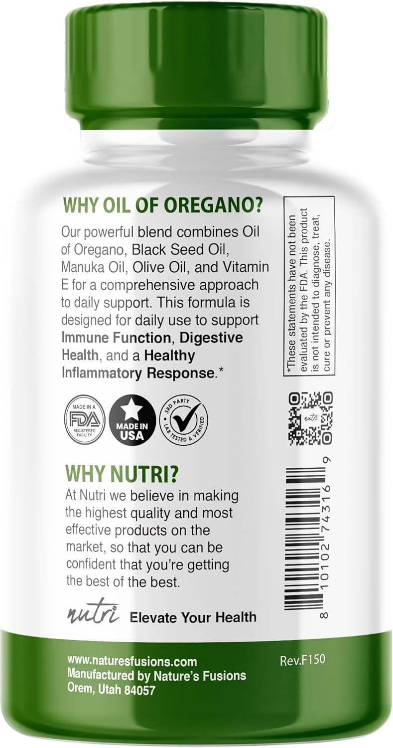 OIL OF OREGANO WITH BLACK SEED OIL & MANUKA OIL GELS, GUT & INFLAMMATORY SUPPORT