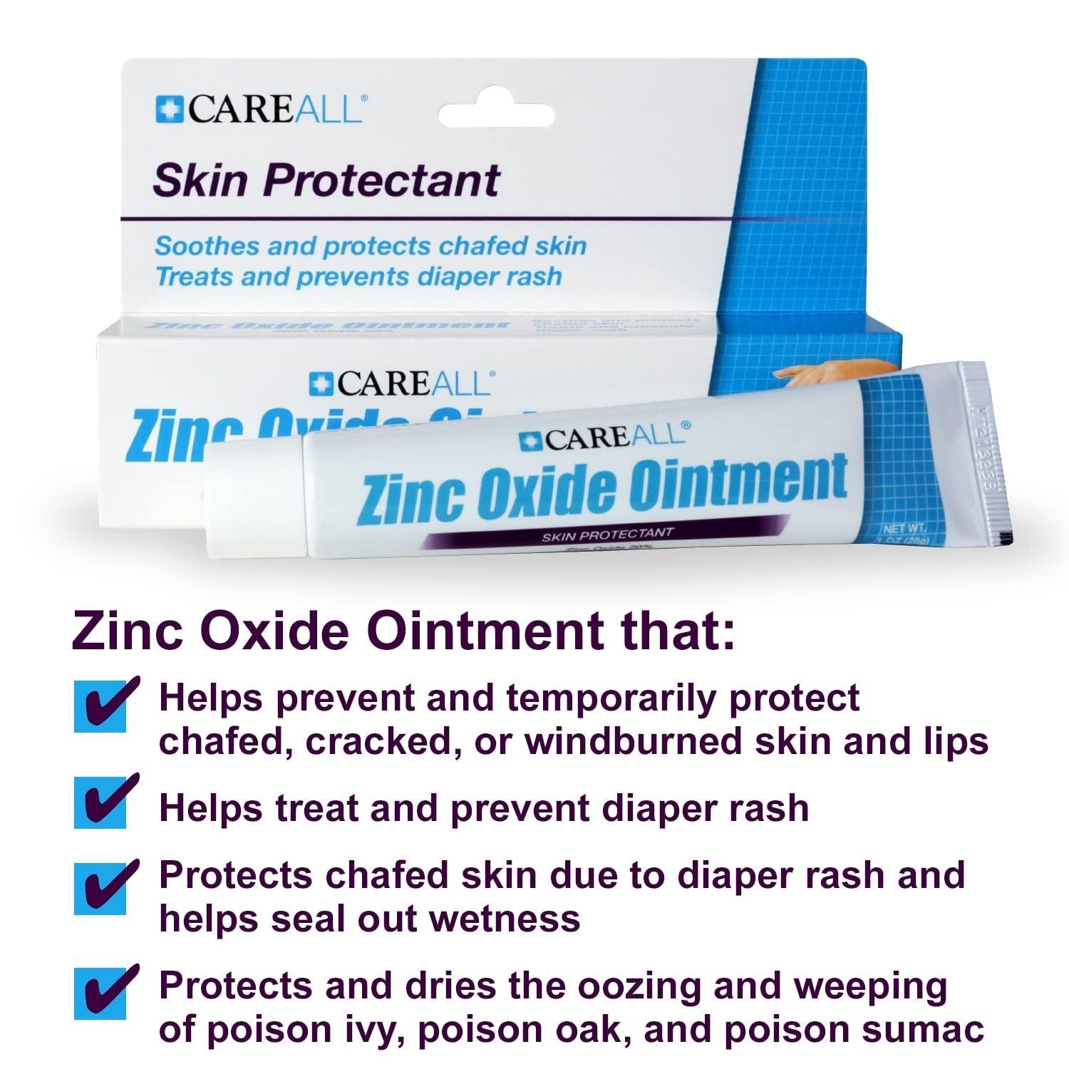 3 Pack CareAll Zinc Oxide 20% Ointment – 2 oz. Skin Protectant Diaper Rash Care.