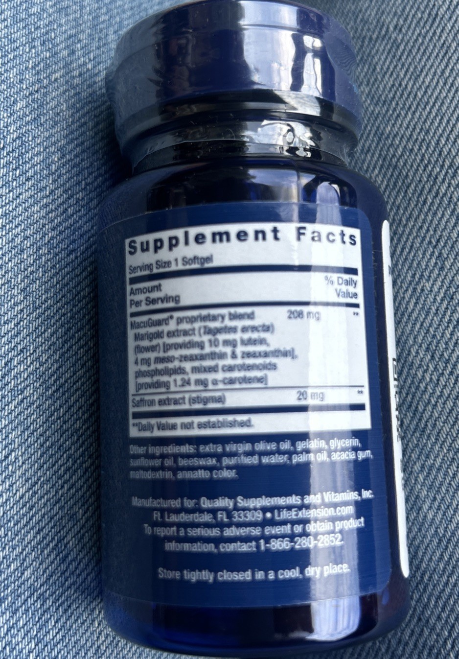 *Life Extension* Macuguard Ocular Support With Saffron 60 Softgels