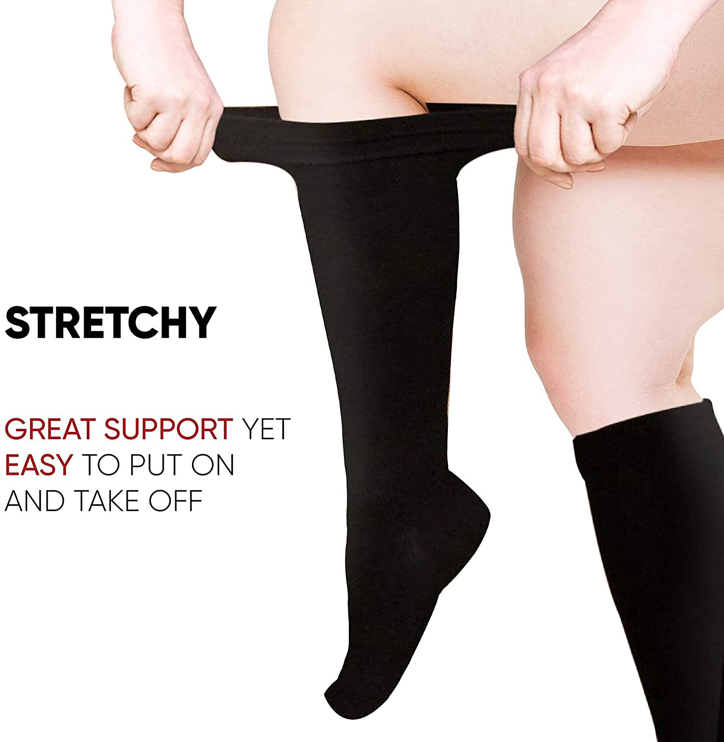 S M L XL 2XL 3XL 4XL Wide Calf Plus Size Compression Socks Women Men 15-20mmHg