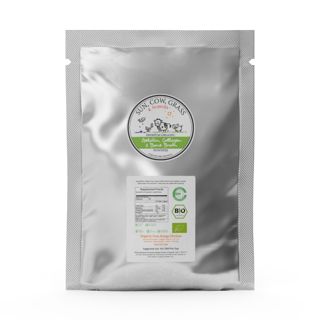Chicken Bone Broth Collagen Powder – Pure & Organic – Free-Range (5lb / 2200g)