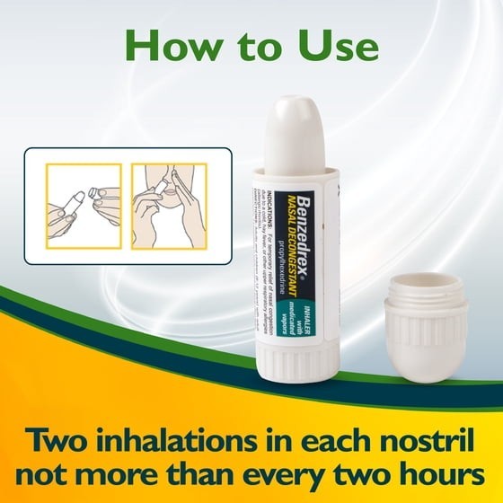 2 pack Benzedrex Nasal Decongestant Inhaler With Medicated Vapors
