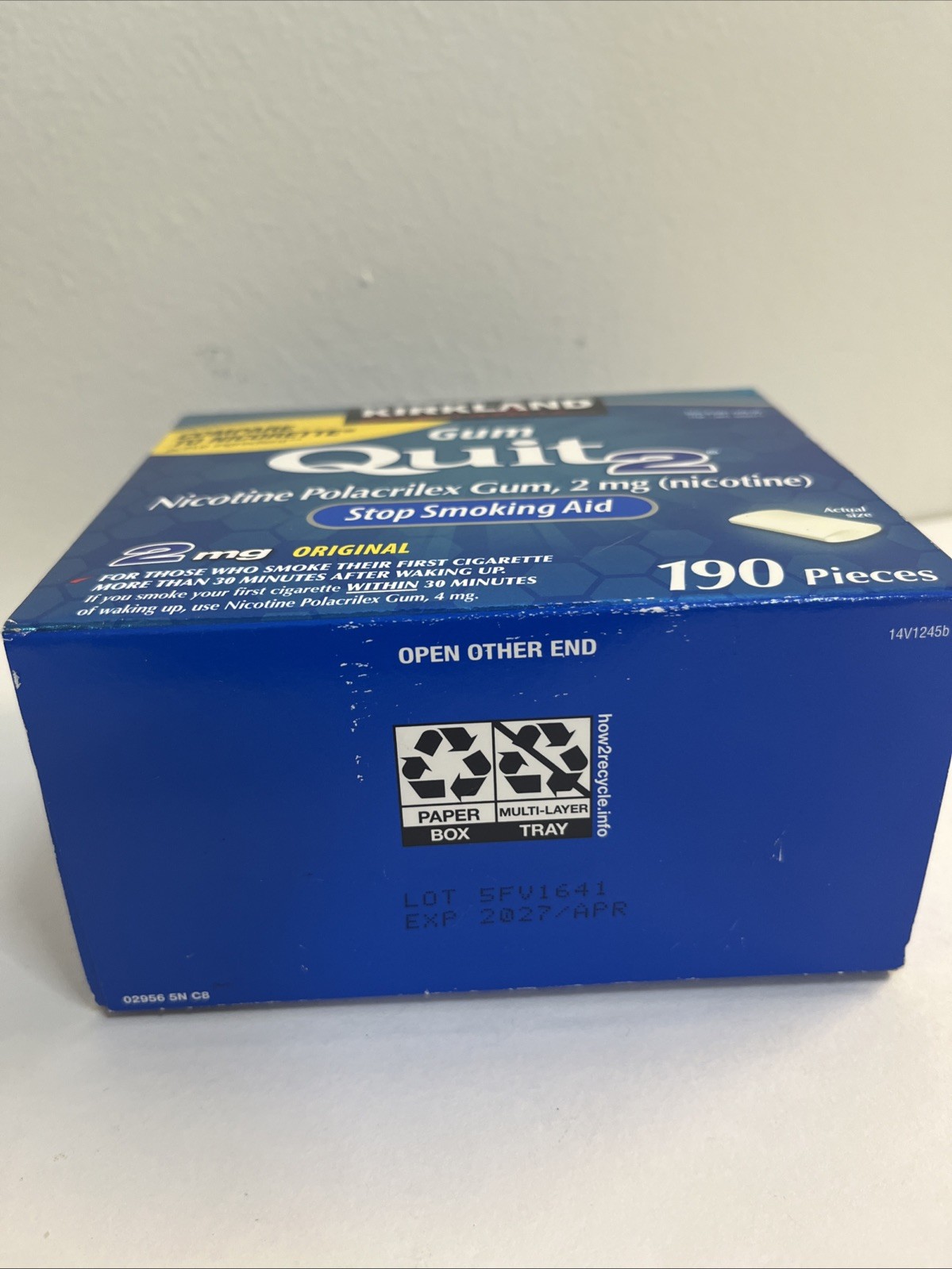 Kirkland Signature Quit 2 mg Gum Nicotine Polacrilex Stop Smoking Aid 190 Pieces
