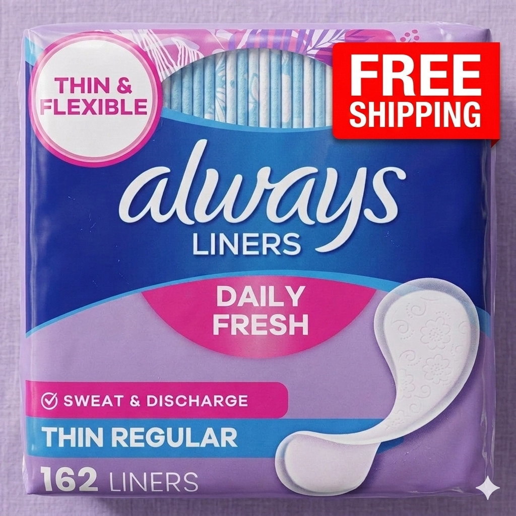 Always Daily Fresh Thin Liners, Regular Absorbency, Unscented Panty Liners, 162