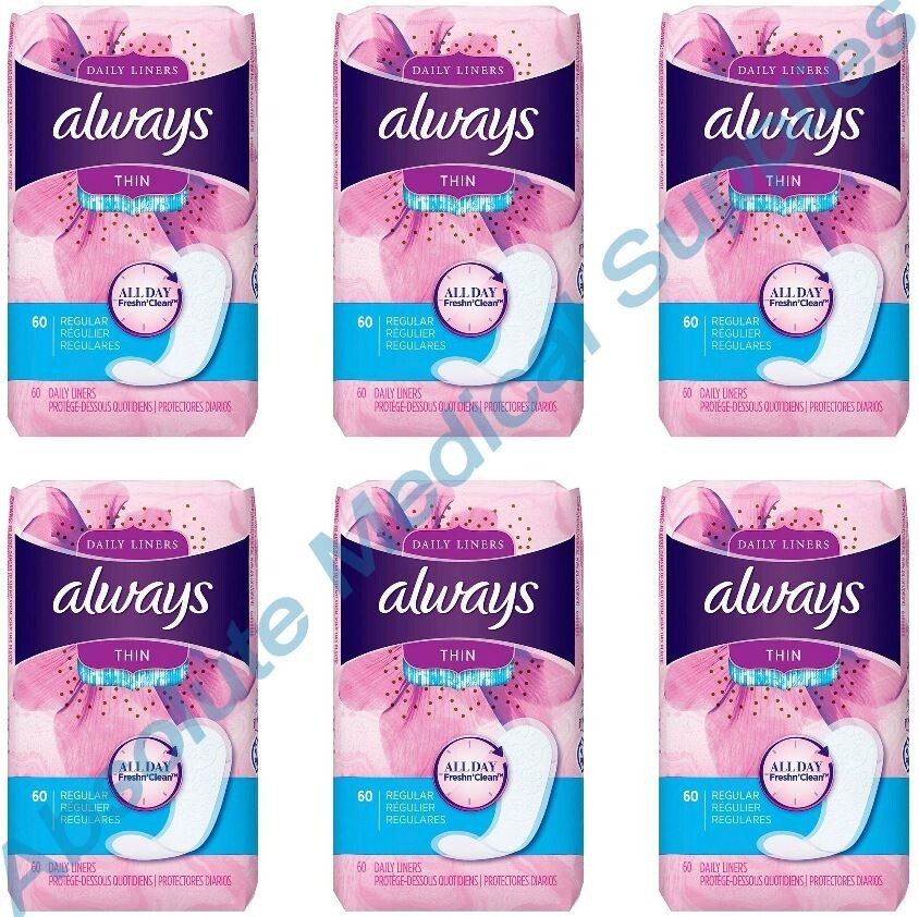 *360-Piece* Always Daily Liners All Day Fresh Clean Thin Regular Unscented 37000