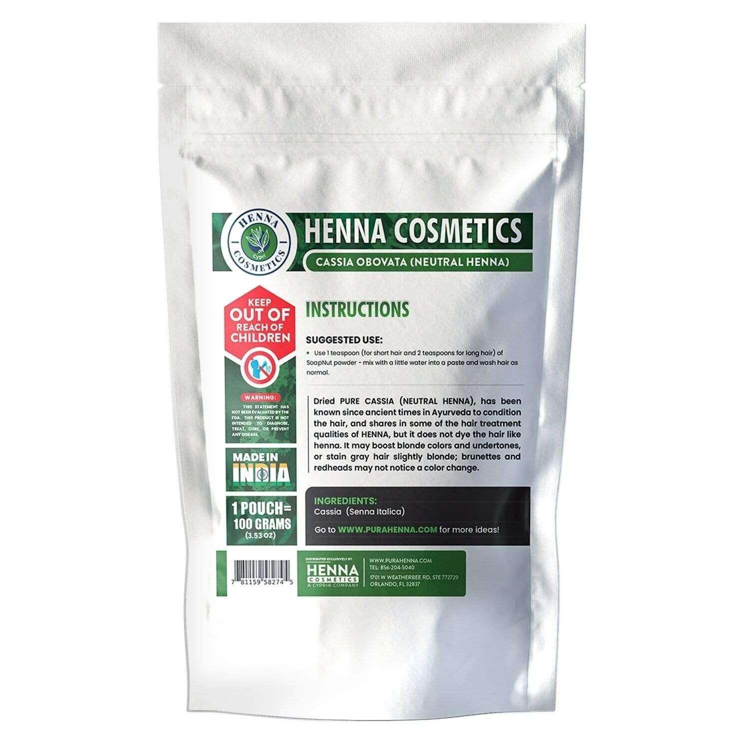 Cassia Obovata (Neutral Henna) Powder |100 Grams (3.5 oz.)| Colorless Henna