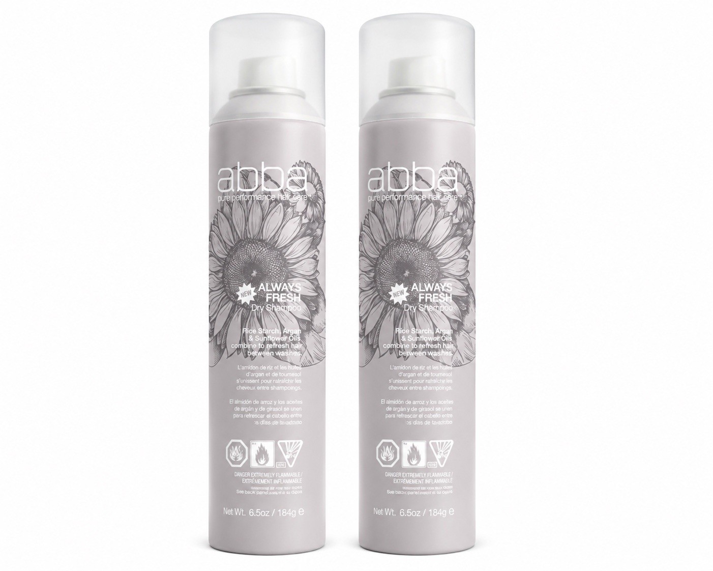 ABBA Always Fresh Dry Shampoo Duo 6.5 Oz Each Rice Starch Argan Oil
