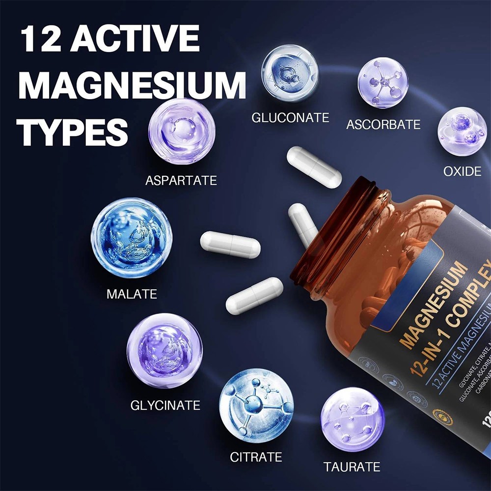 1-3 PACK Magnesium Complex 700mg 12 in 1 Magnesium Supplement with 120 counts