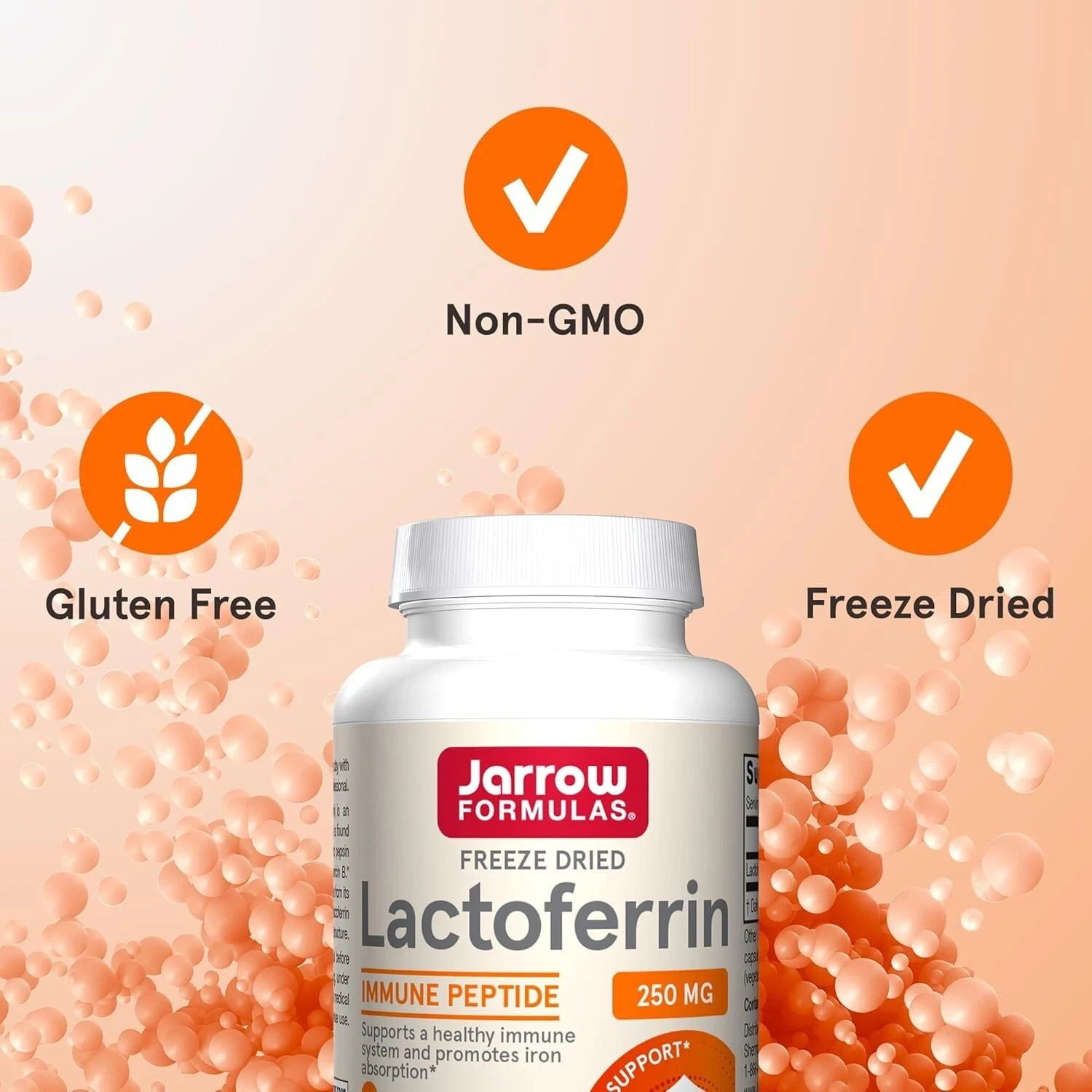Jarrow Formulas Freeze Dried Lactoferrin 250 mg 60 Count pack of 3