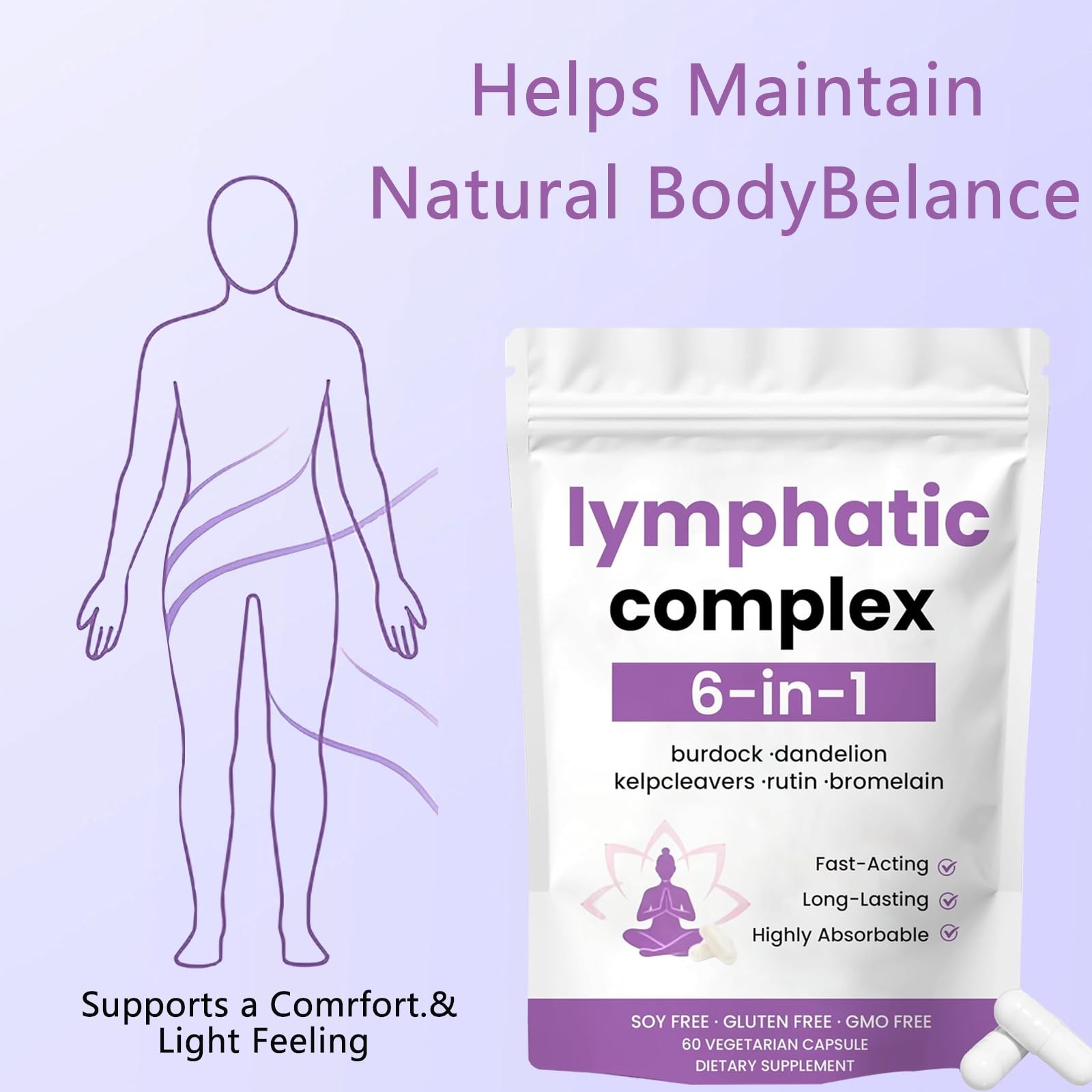 6-in-1 Lymphatic Complex,Lymphatic Drainage Supplements|Herbal Blend