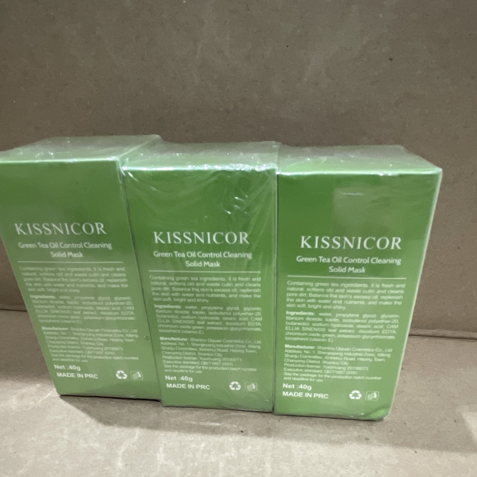 KISSNICOR Green Mask Stick Green Tea Cleansing Oil Control Mask 40g (3 Boxes)