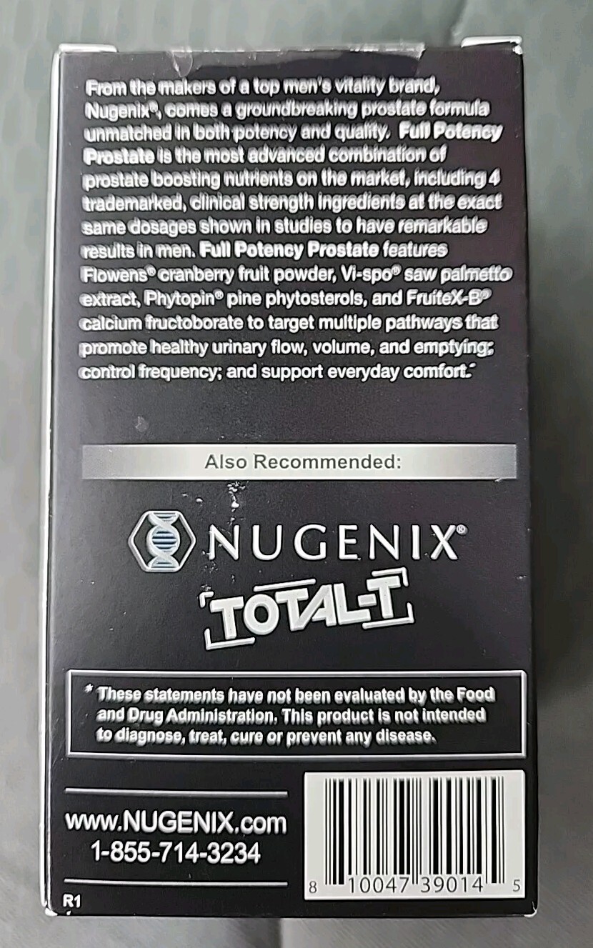 Nugenix Full Potency Prostate Dietary Supplements – 28 Softgels – Exp 03/2027
