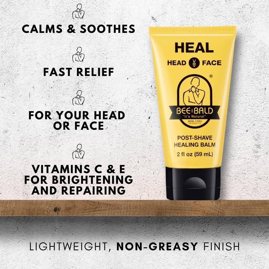 Bee Bald HEAL Post-Shave Healing Balm Calms & Soothes Damaged Skin, 2 Fl Oz