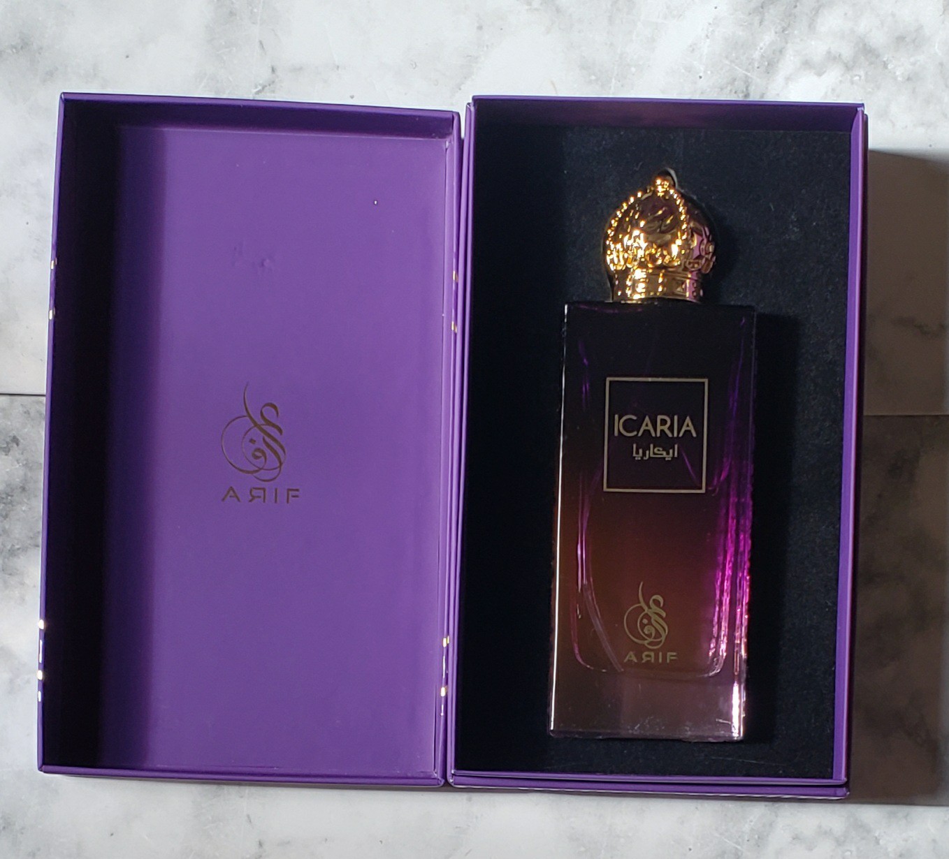 Icaria United Arab Emirates Arif 3.4 Fl oz 100ml Eau Du Parfum NEW Purple Gold