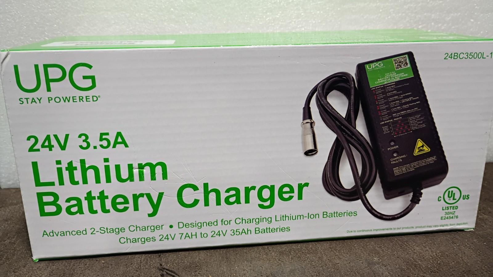 UPG 24-volt 3.5 Amp LITHIUM ION Battery Charger w/power cord 24BC3500-L