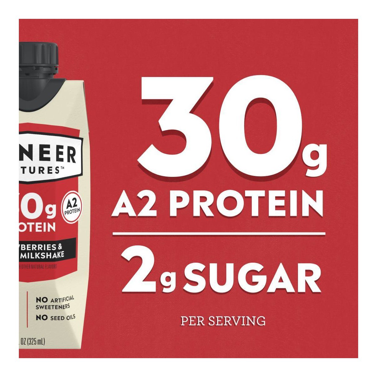 Pioneer Pastures A2 High Protein – 30g Protein-Strawberries & Cream-4pk/11 fl oz