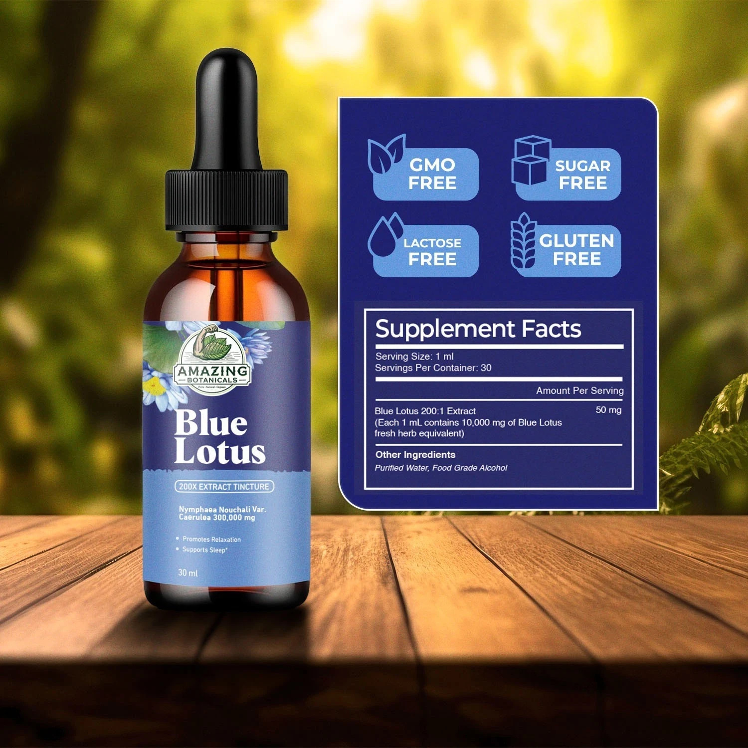 Alcohol-Free Lotus Flowers 200X Herbal Extract Tincture 300,000 mg