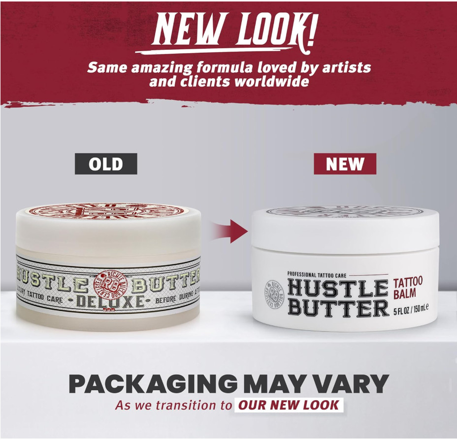 Hustle Butter Tattoo Balm–Professional Tattoo care (1 Pack, 5 fl oz / 150 ml)