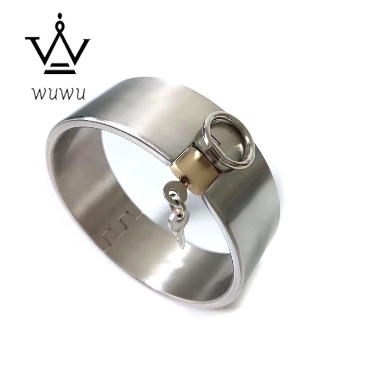 6cm High Binding Collar Stainless Steel Sexy Collar Slave Collar Couple Shackle