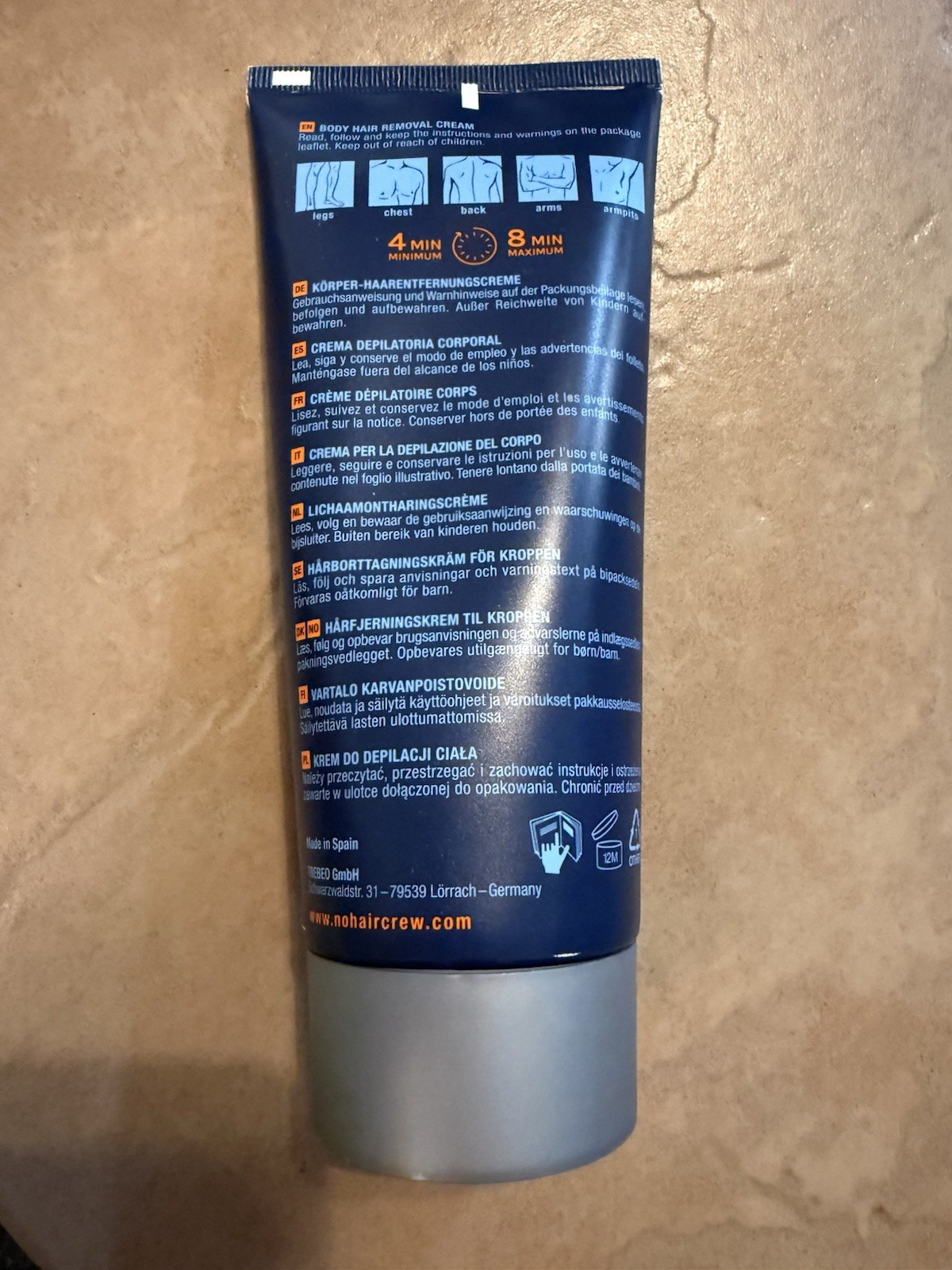 No Hair Crew Men’s Body Hair Removal Cream 200ml for Legs Chest Back Arms