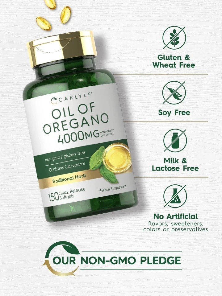 NEW Oregano Oil 4000 mg 150 Softgel Capsules | Contains Carvacrol