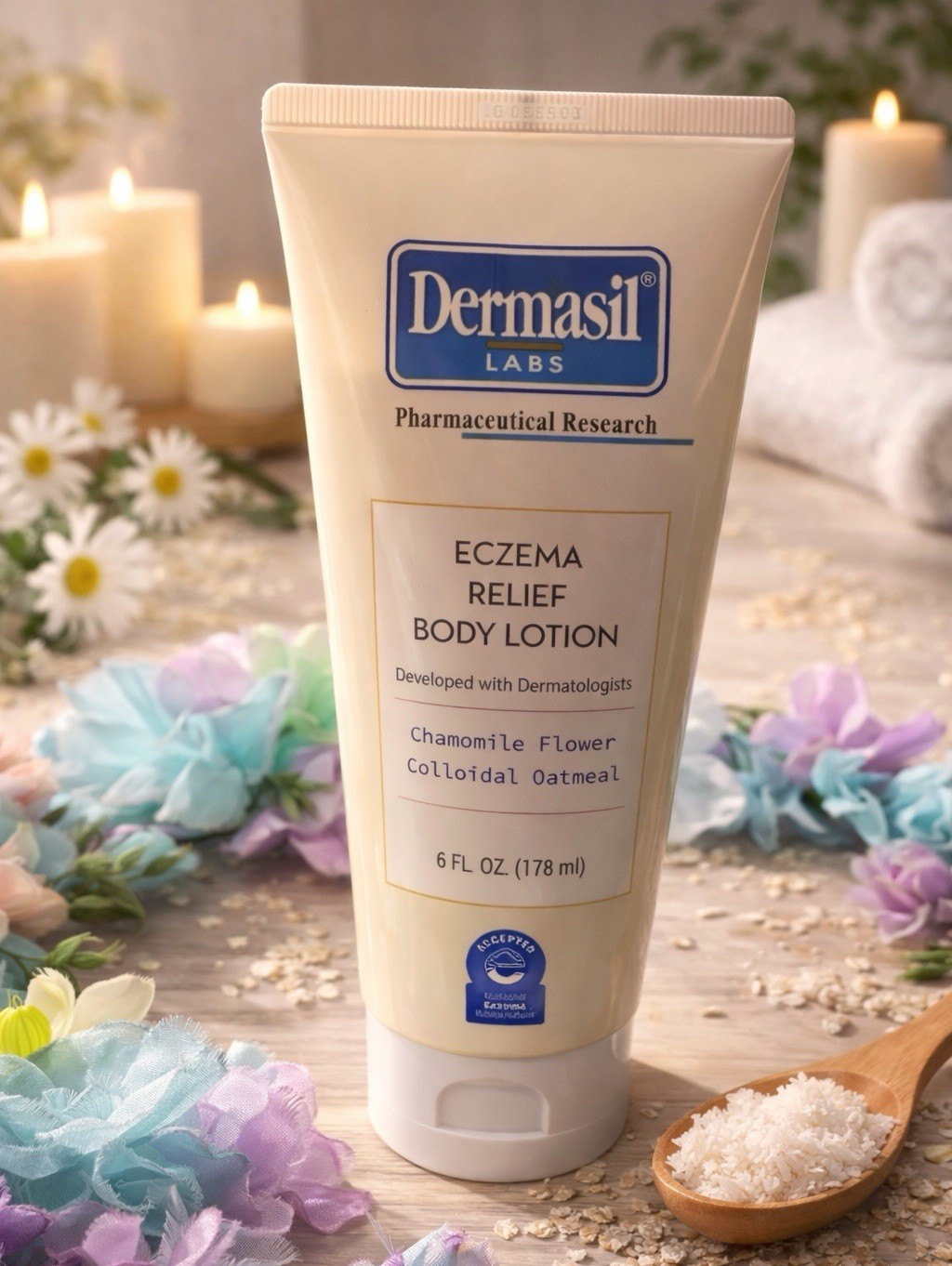 Dermasil Labs Eczema Relief Body Lotion Chamomile Oatmeal Fragrance-Free 6 oz