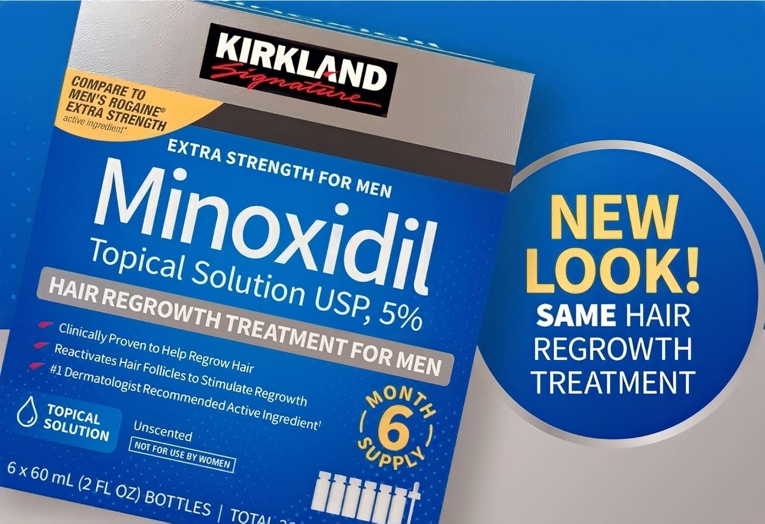 Kirkland Minoxidil 5% Extra Strength Men 6 Month Supply Hair Regrowth Solution