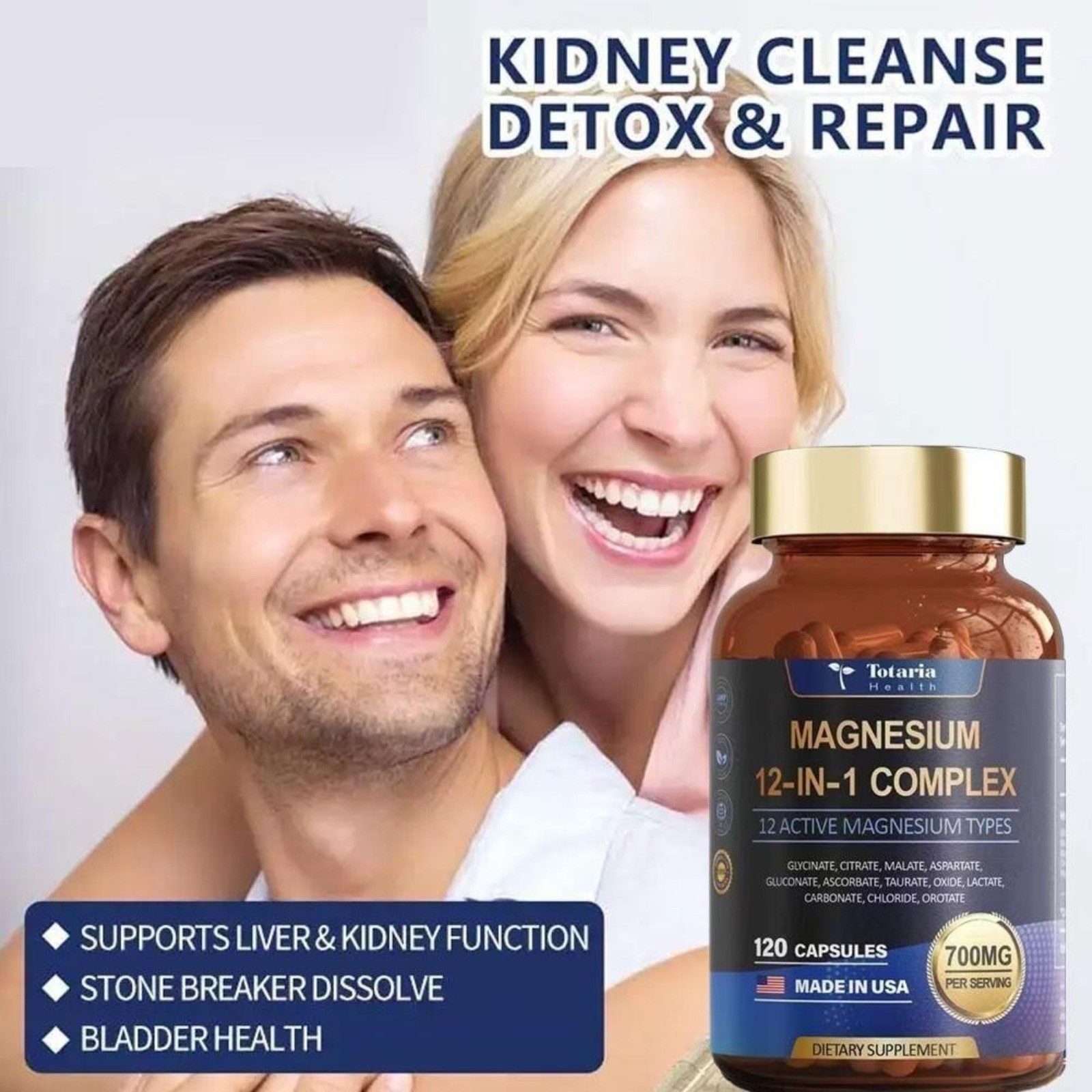 2Pack -Totaria Magnesium 12 in1 Complex 700mg – Glycinate Citrate Malate Taurate